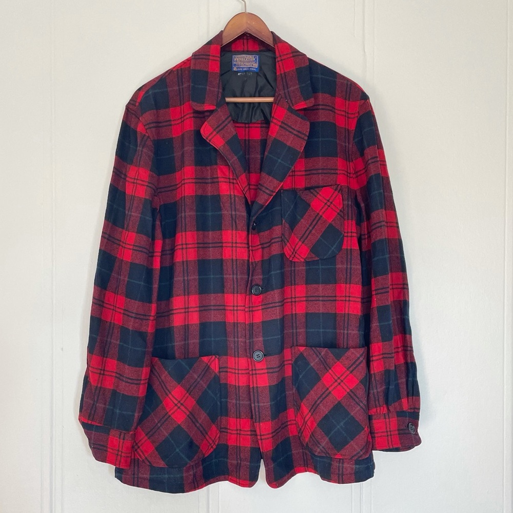 Vintage 70's Pendleton 49er Jacket, Red Plaid, Size M